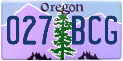 OR license plate 027BCG
