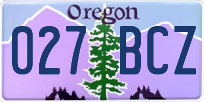 OR license plate 027BCZ