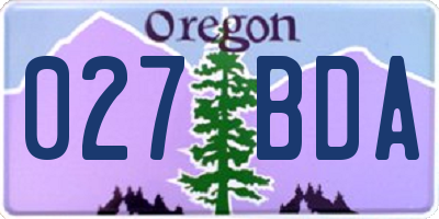OR license plate 027BDA