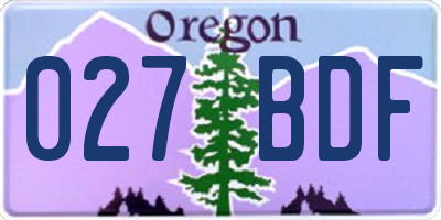 OR license plate 027BDF