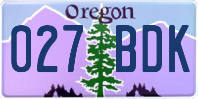 OR license plate 027BDK