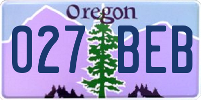 OR license plate 027BEB
