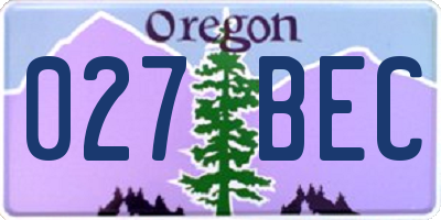 OR license plate 027BEC