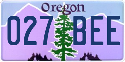 OR license plate 027BEE
