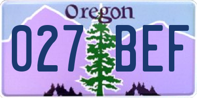 OR license plate 027BEF