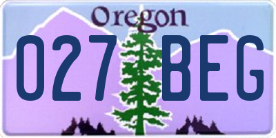OR license plate 027BEG