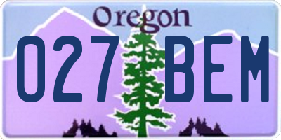 OR license plate 027BEM