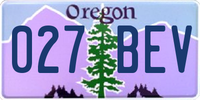 OR license plate 027BEV