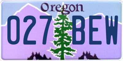OR license plate 027BEW