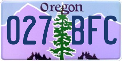OR license plate 027BFC