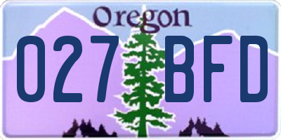 OR license plate 027BFD