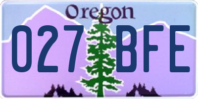 OR license plate 027BFE