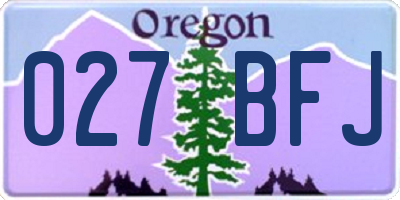 OR license plate 027BFJ