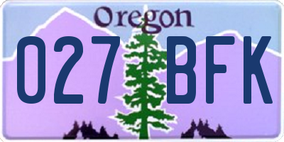 OR license plate 027BFK