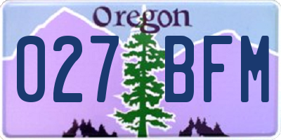 OR license plate 027BFM