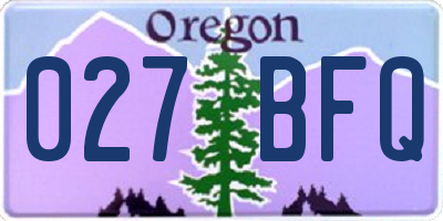 OR license plate 027BFQ