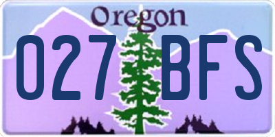 OR license plate 027BFS