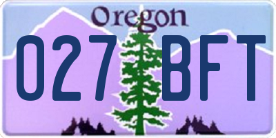 OR license plate 027BFT