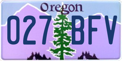 OR license plate 027BFV