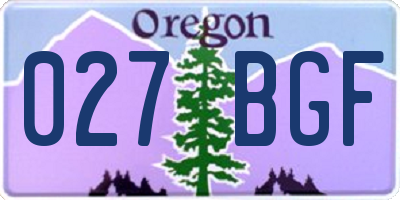 OR license plate 027BGF