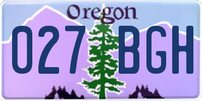 OR license plate 027BGH