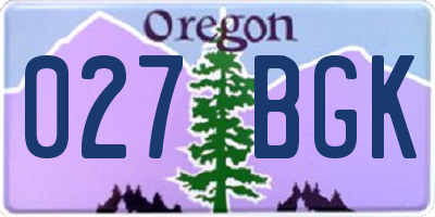 OR license plate 027BGK