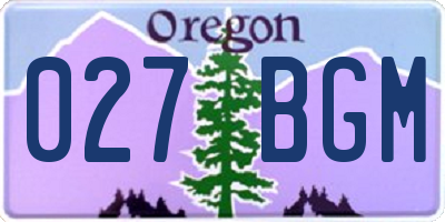 OR license plate 027BGM