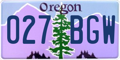 OR license plate 027BGW