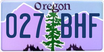 OR license plate 027BHF