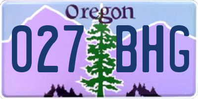 OR license plate 027BHG
