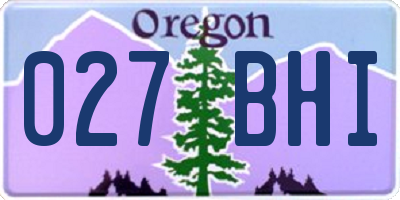 OR license plate 027BHI