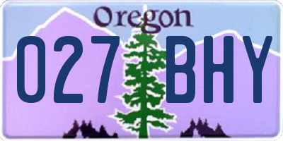 OR license plate 027BHY