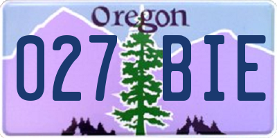 OR license plate 027BIE