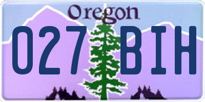 OR license plate 027BIH