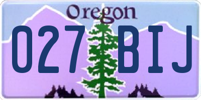 OR license plate 027BIJ