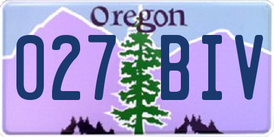 OR license plate 027BIV