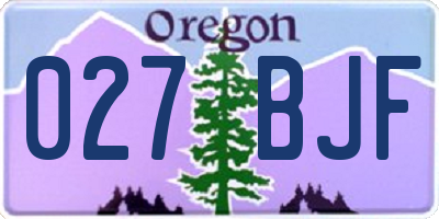 OR license plate 027BJF