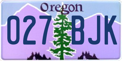 OR license plate 027BJK