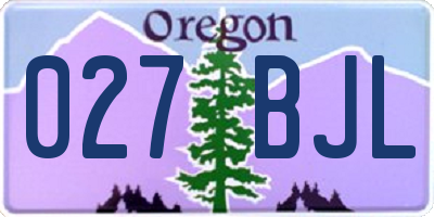 OR license plate 027BJL