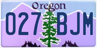 OR license plate 027BJM