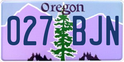 OR license plate 027BJN