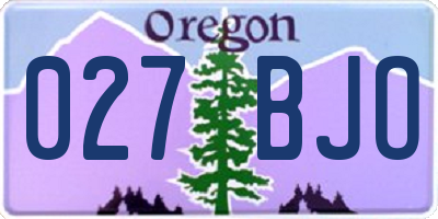 OR license plate 027BJO