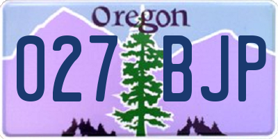 OR license plate 027BJP