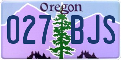 OR license plate 027BJS