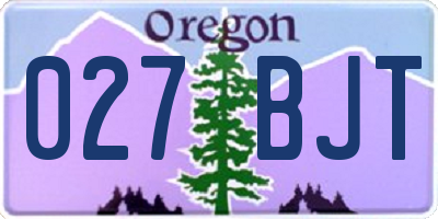 OR license plate 027BJT