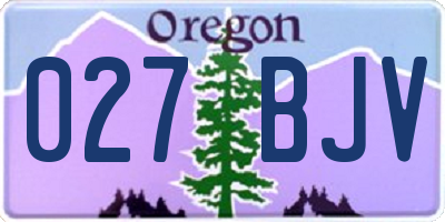 OR license plate 027BJV