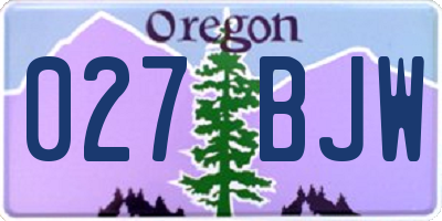 OR license plate 027BJW