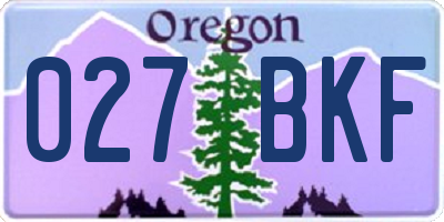 OR license plate 027BKF