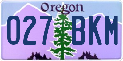 OR license plate 027BKM