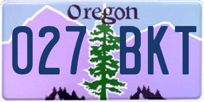 OR license plate 027BKT